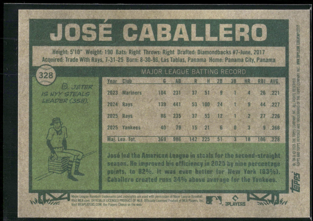 2026 Topps Heritage #328 José Caballero