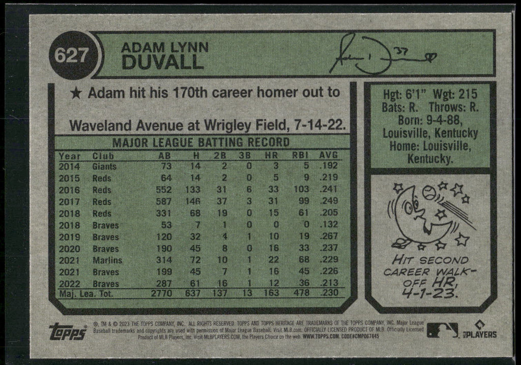 2023 Topps Heritage #627 Adam Duvall