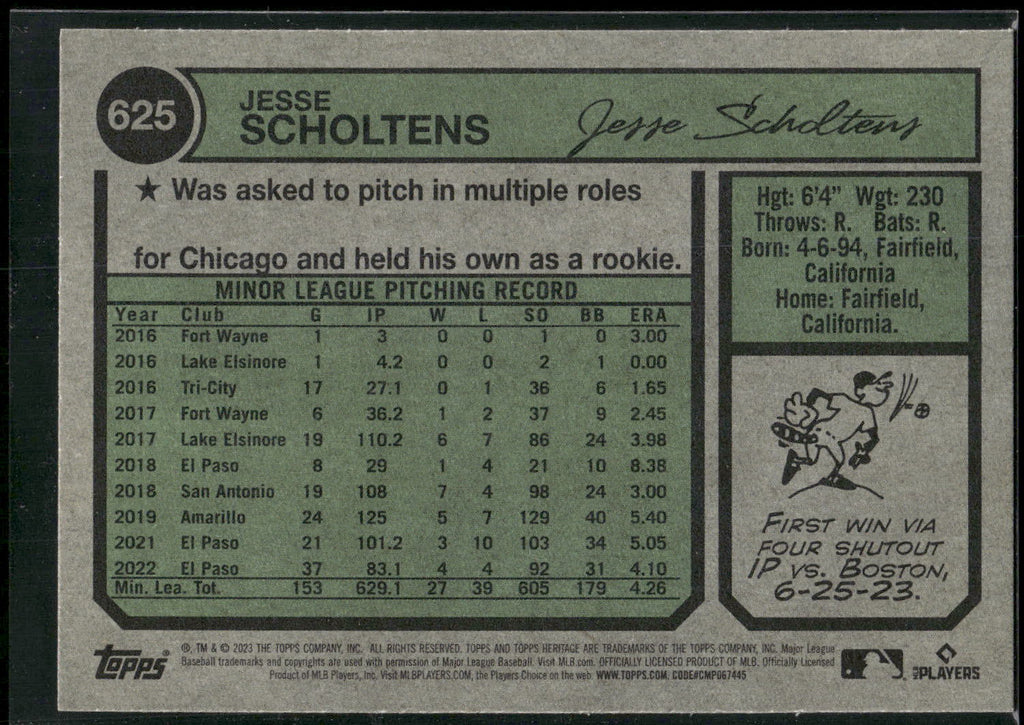 2023 Topps Heritage #625 Jesse Scholtens