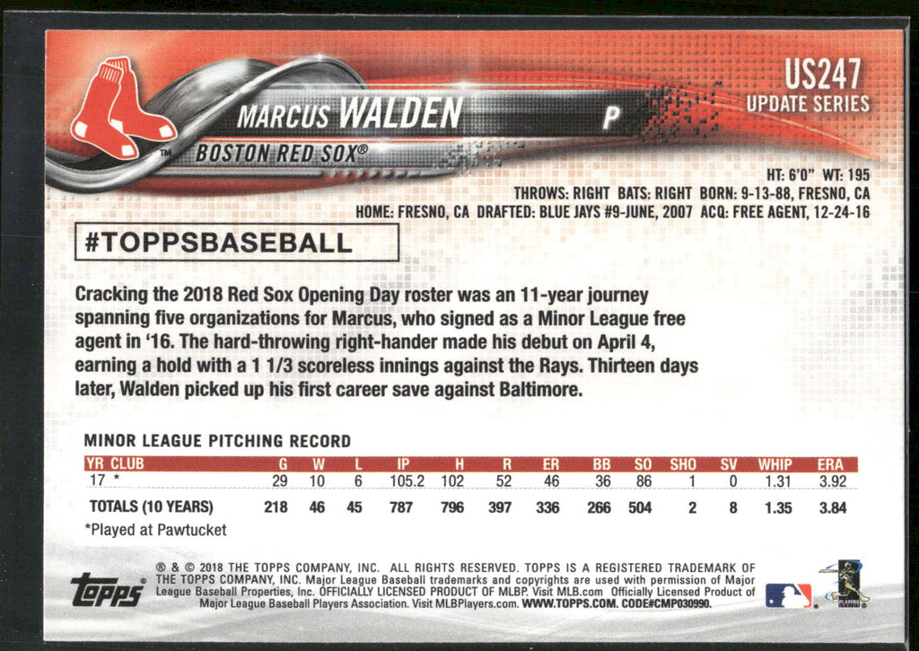 2018 Topps Update #US247 Marcus Walden