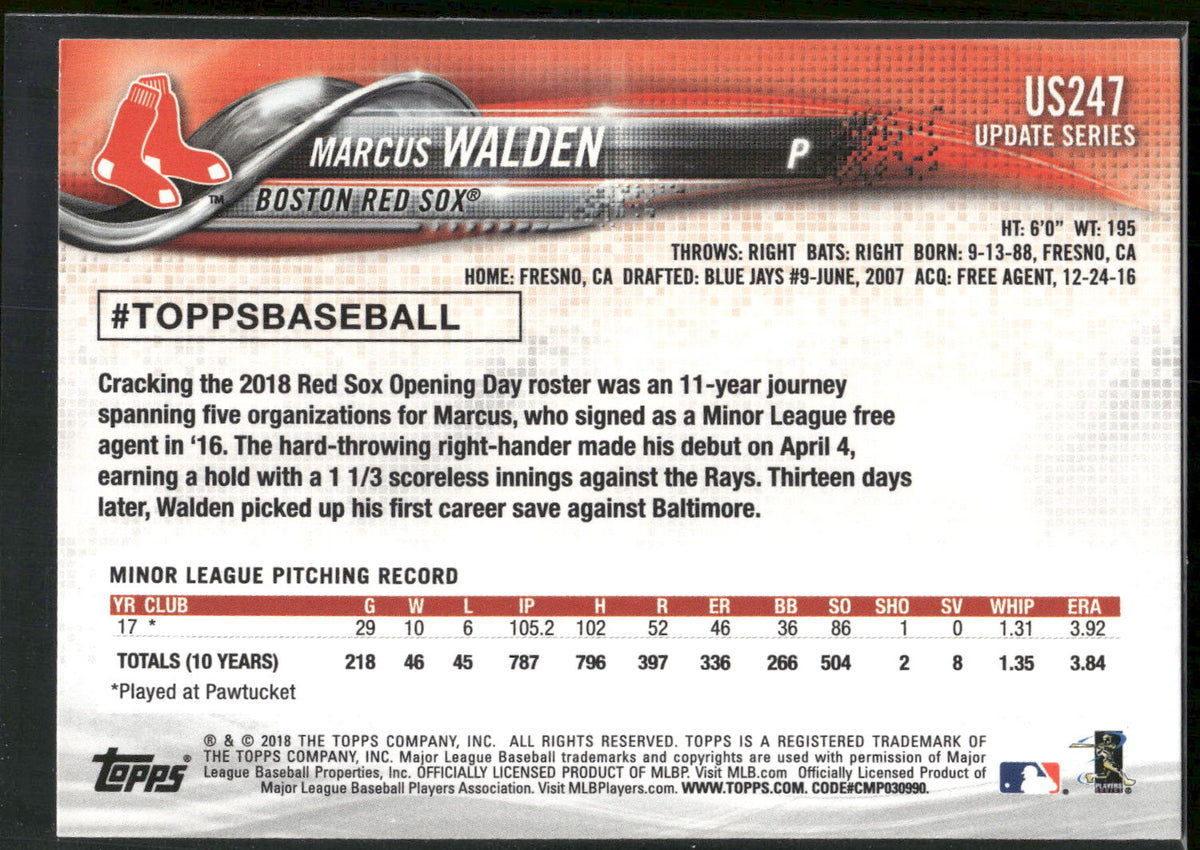 2018 Topps Update #US247 Marcus Walden