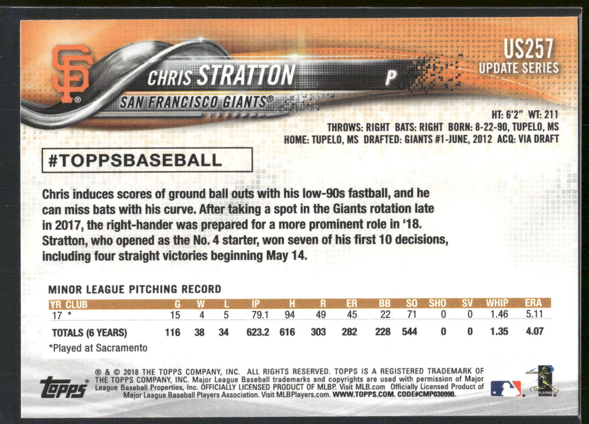 2018 Topps Update #US257 Chris Stratton