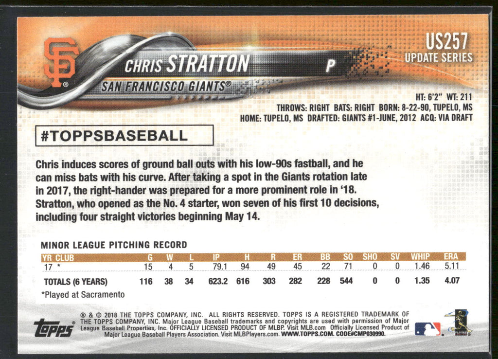 2018 Topps Update #US257 Chris Stratton