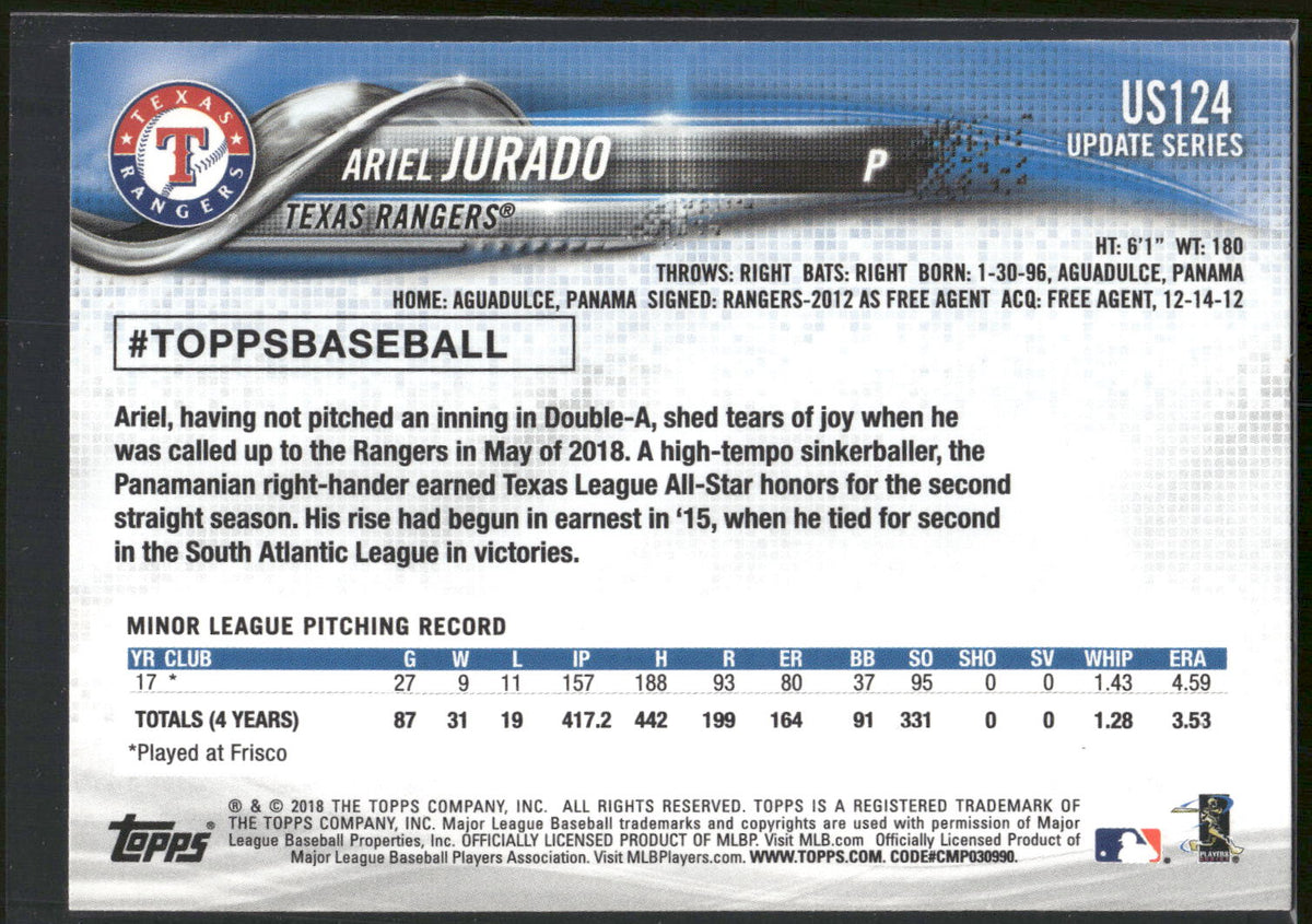 2018 Topps Update #US124 Ariel Jurado