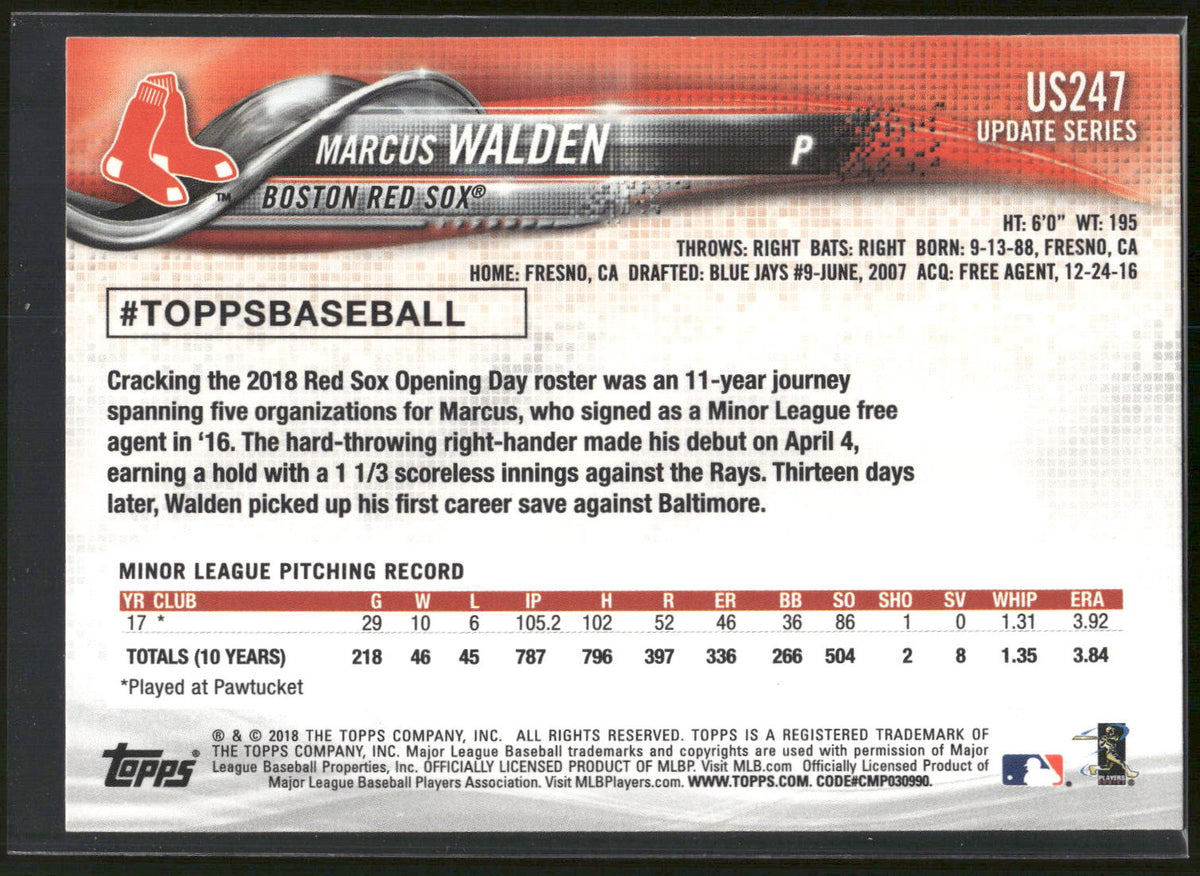 2018 Topps Update #US247 Marcus Walden