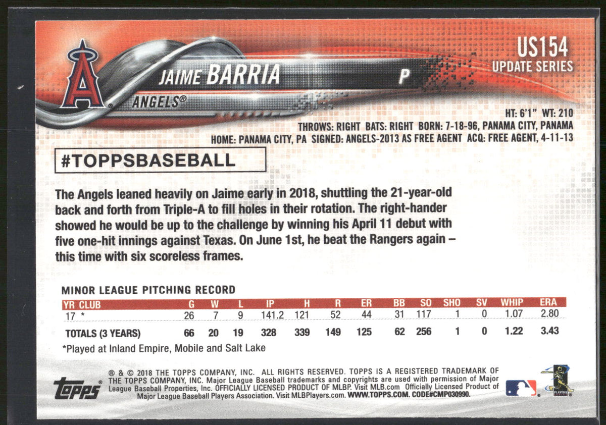 2018 Topps Update #US154 Jaime Barria