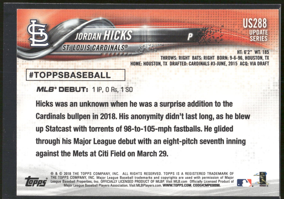 2018 Topps Update #US288 Jordan Hicks