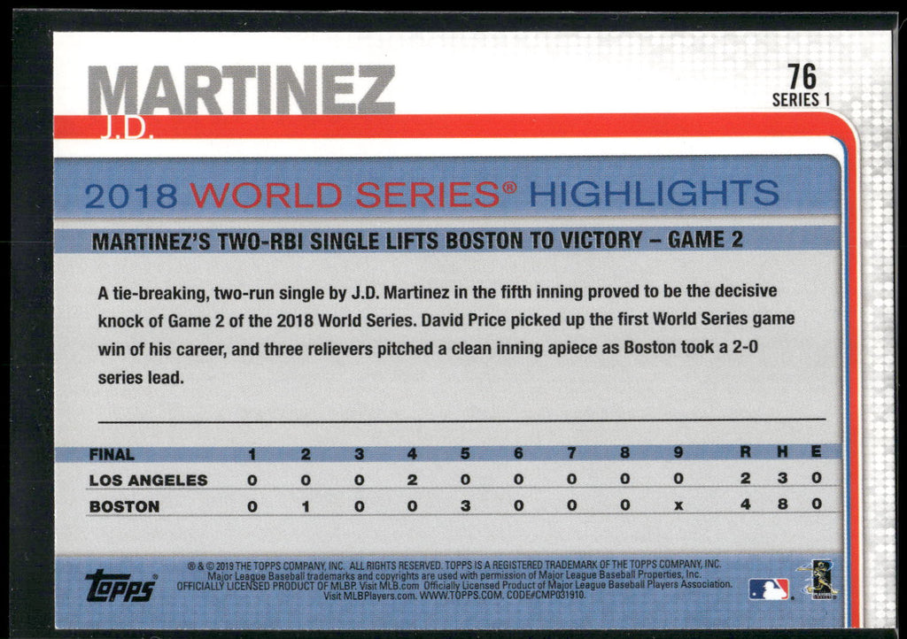 2019 Topps #76 J.D. Martinez