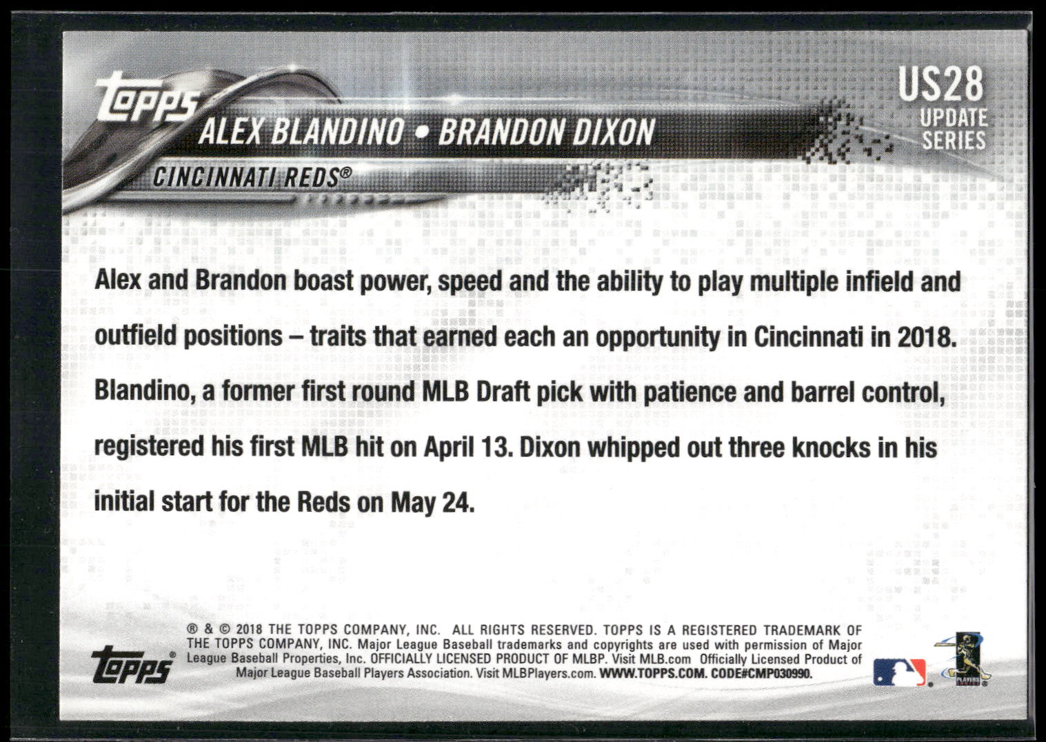 2018 Topps Update #US28 Alex Blandino / Brandon Dixon RCOM,