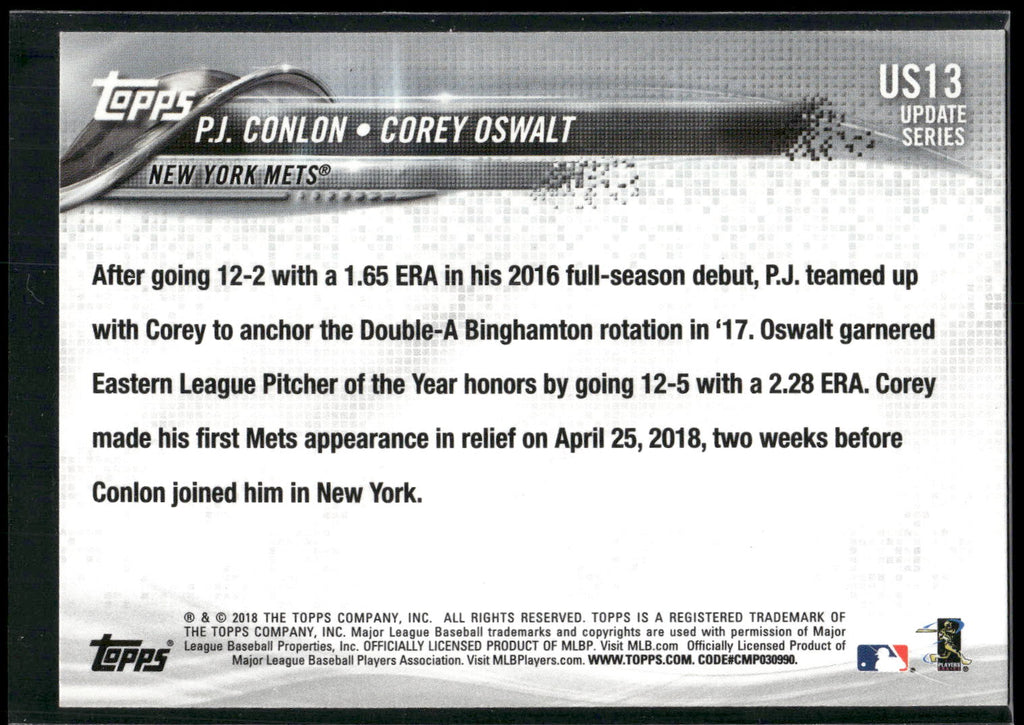 2018 Topps Update #US13 P.J. Conlon / Corey Oswalt RCOM,