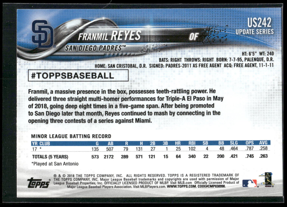 2018 Topps Update #US242 Franmil Reyes