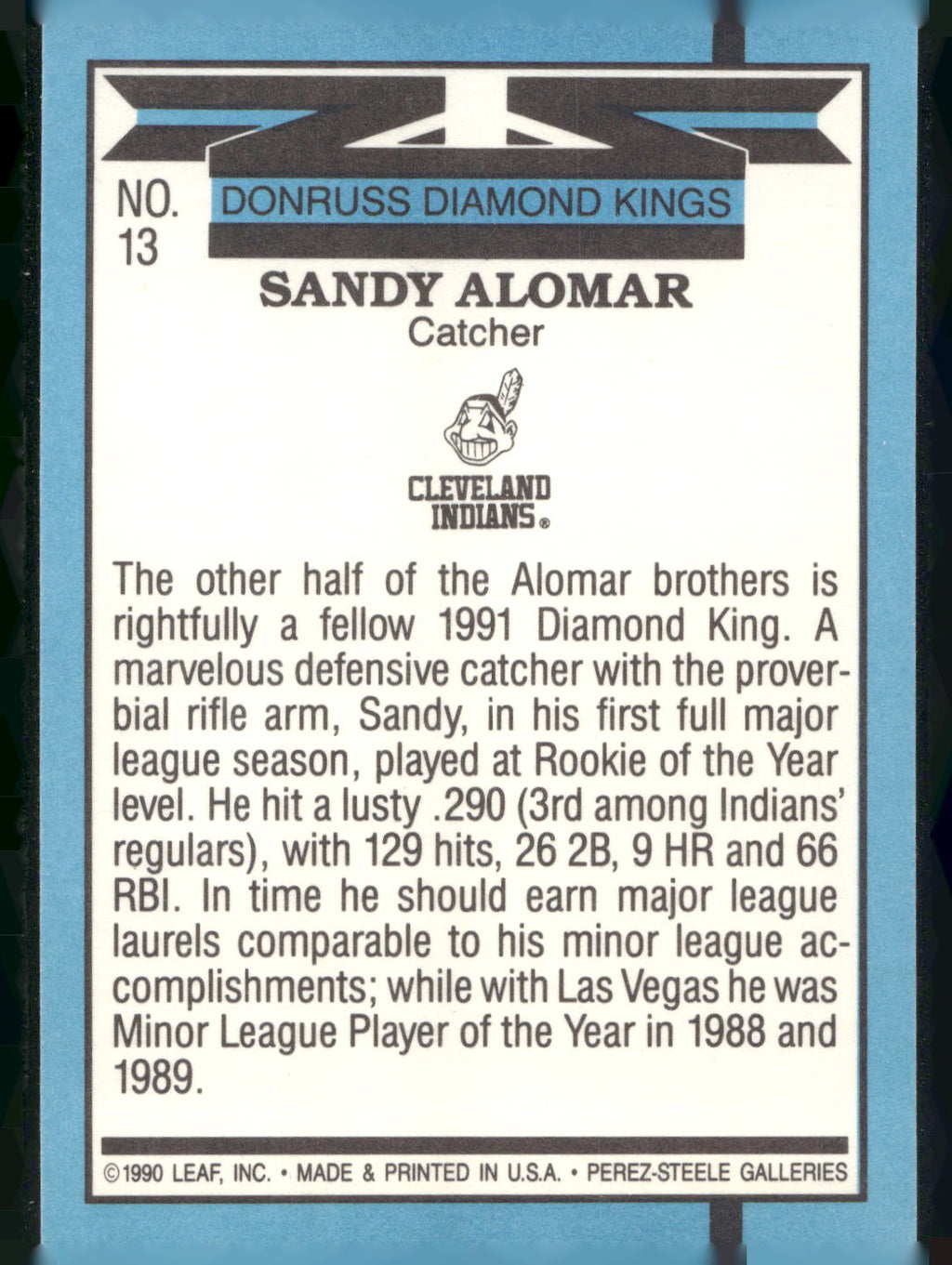 1991 Donruss #13 Sandy Alomar Super Diamond Kings