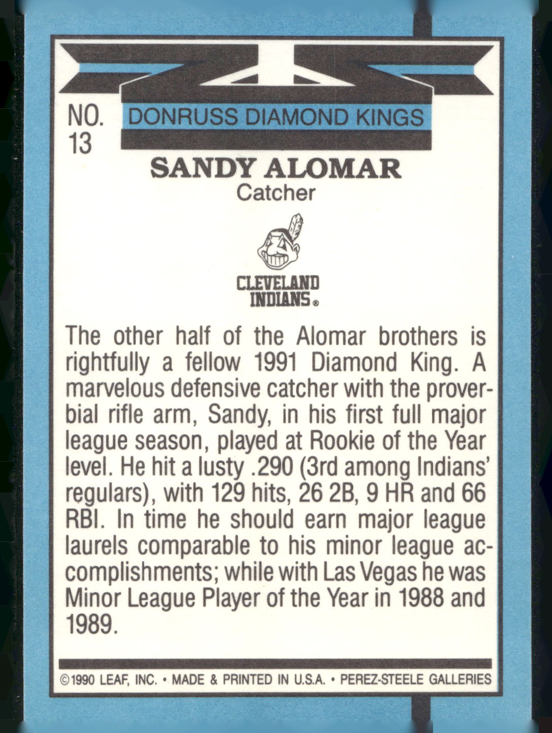 1991 Donruss #13 Sandy Alomar Super Diamond Kings