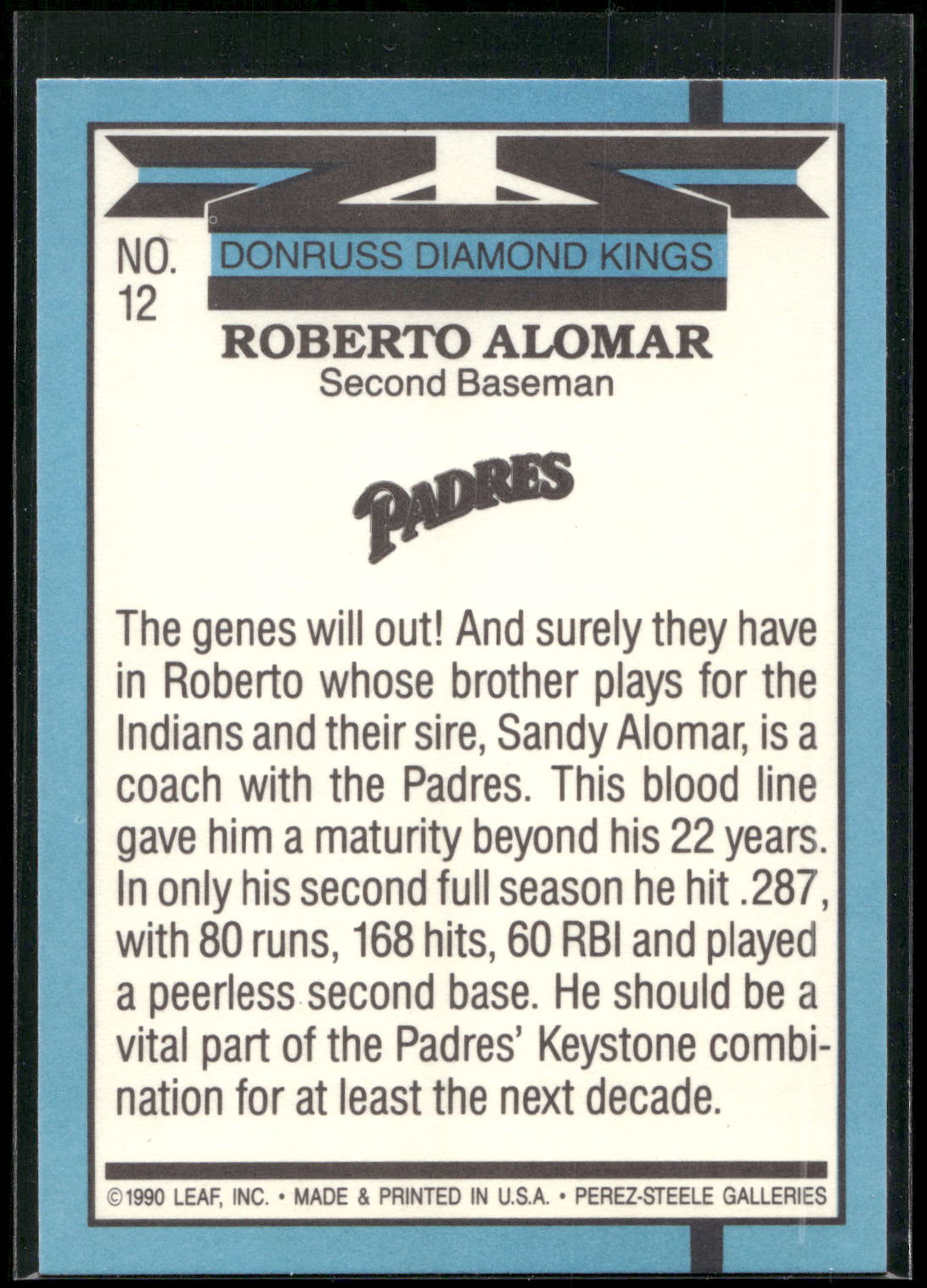 1991 Donruss #12 Roberto Alomar Super Diamond Kings