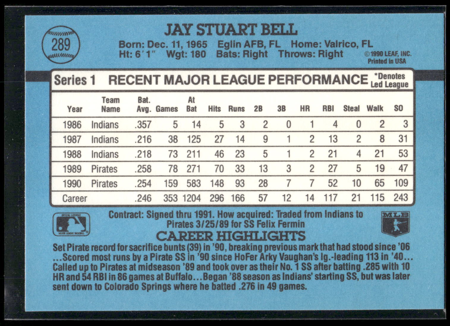 1991 Donruss #289 Jay Bell