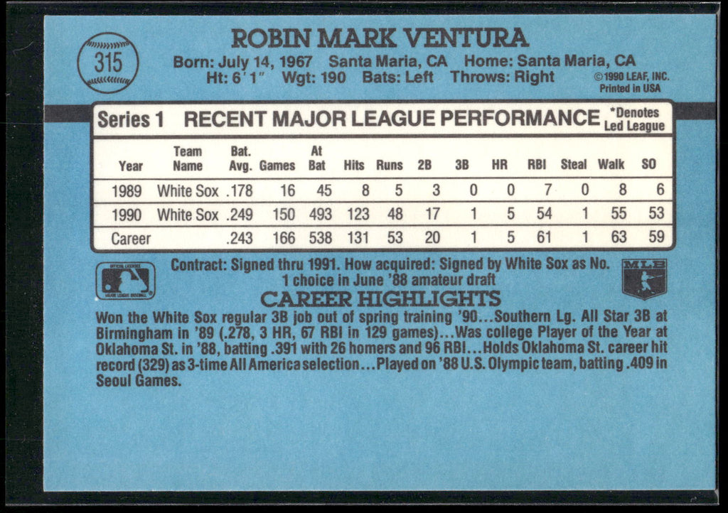 1991 Donruss #315 Robin Ventura