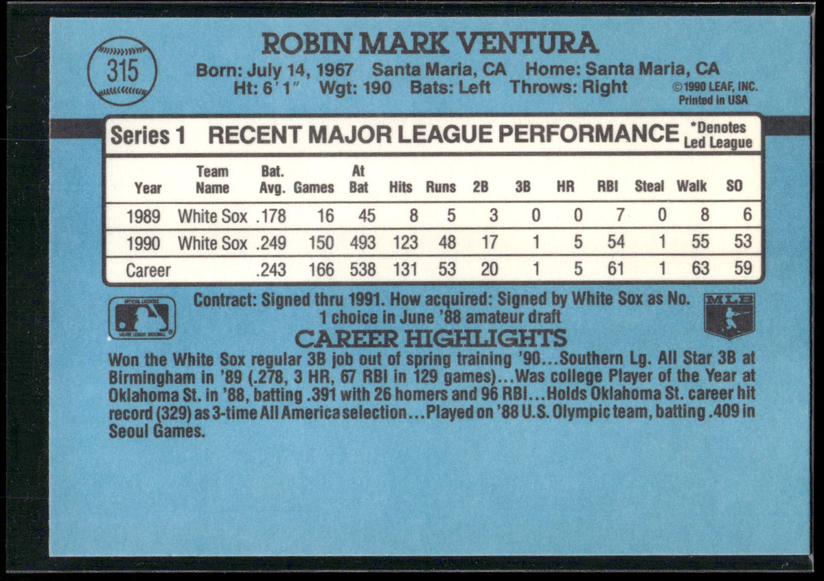 1991 Donruss #315 Robin Ventura