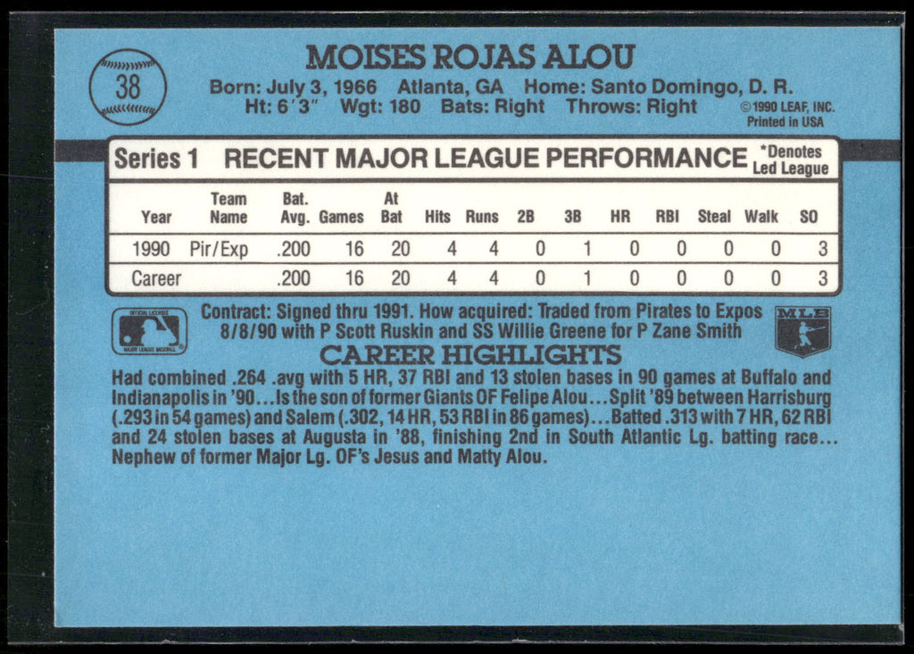 1991 Donruss #38 Moises Alou