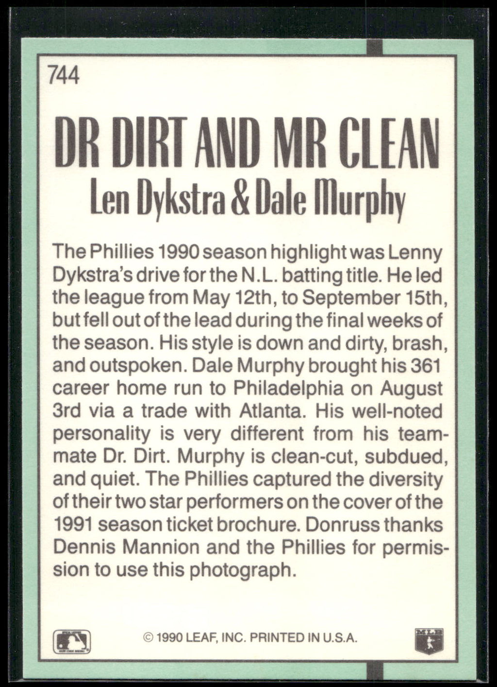 1991 Donruss #744 Dr. Dirt and Mr. Clean