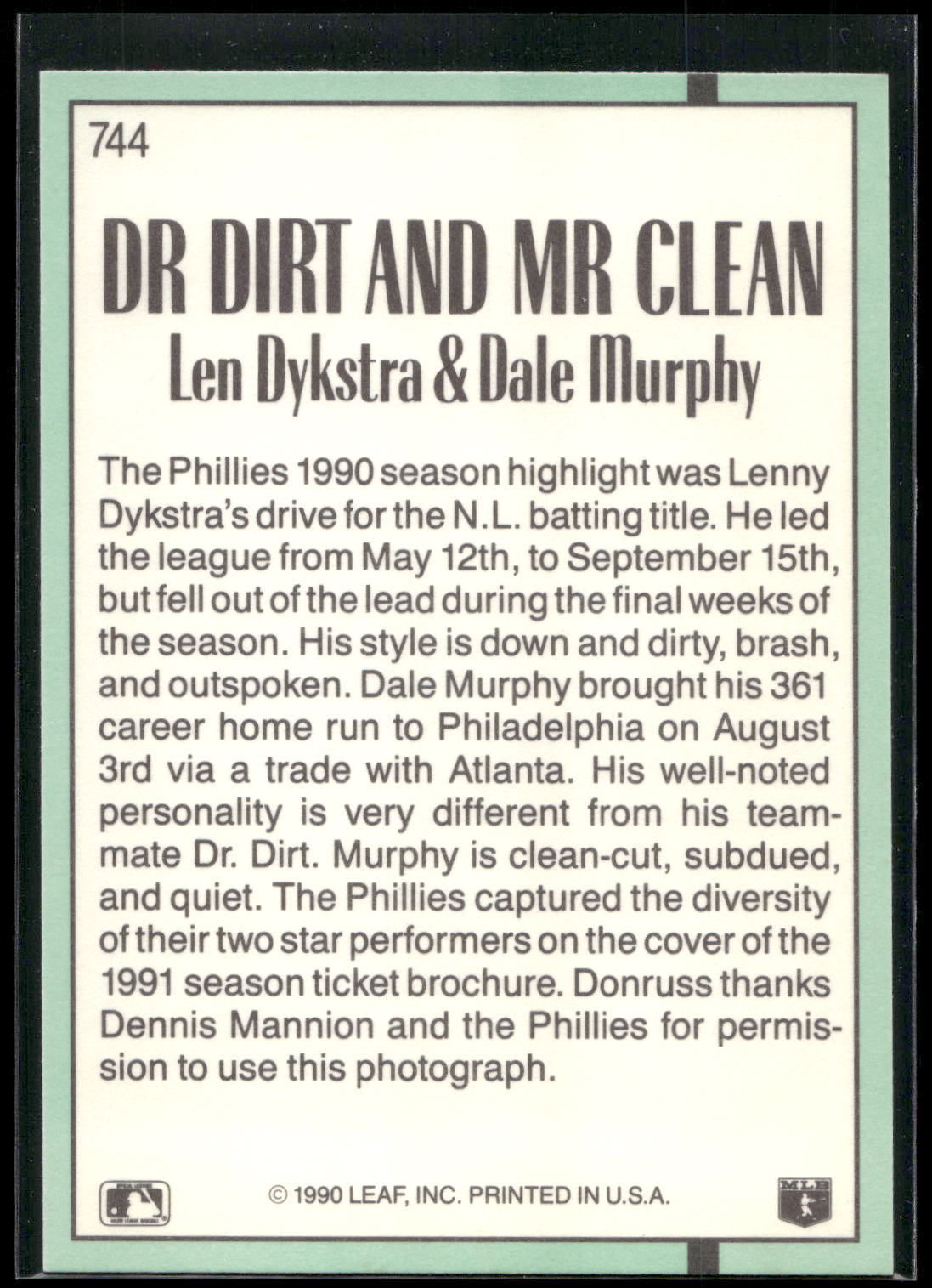 1991 Donruss #744 Dr. Dirt and Mr. Clean