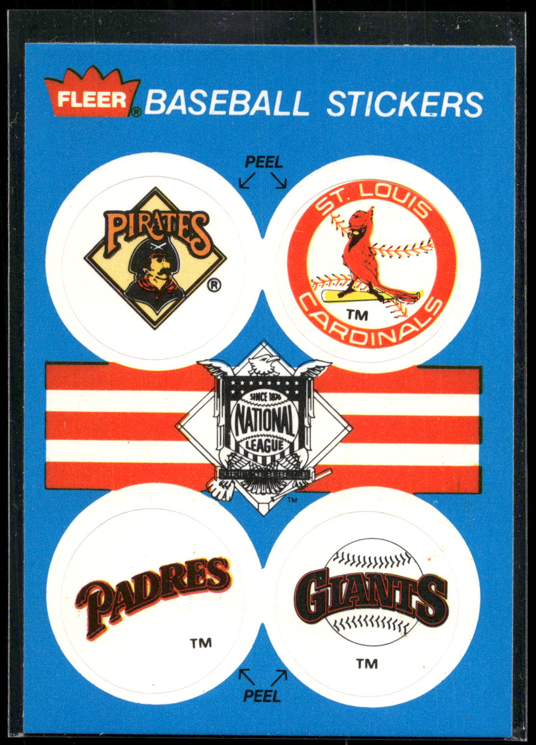 1989 Fleer #NNO Pirates / Cardinals / San Diego Padres / Giants Team Stickers