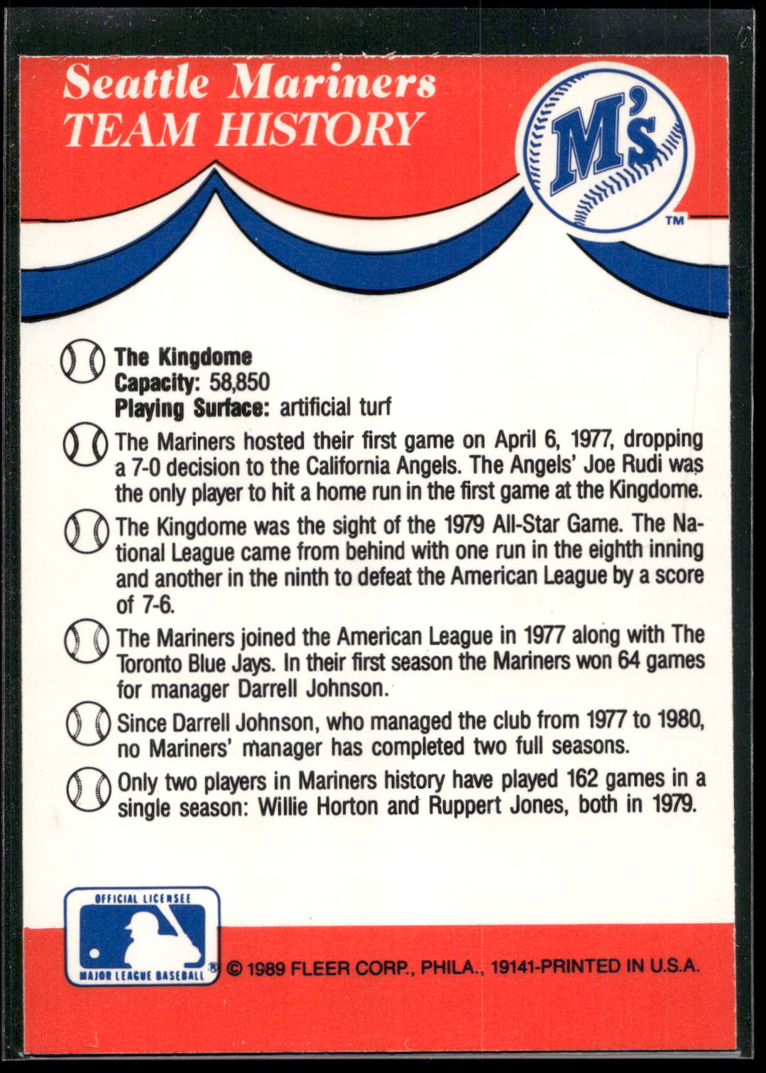1989 Fleer #NNO Twins / Yankees / Athletics / Mariners Team Stickers