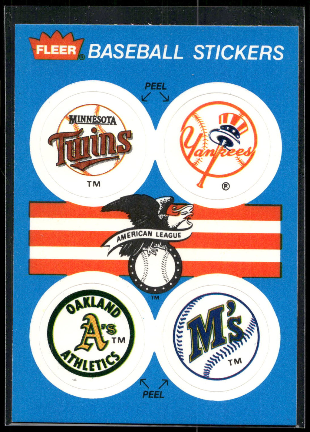 1989 Fleer #NNO Twins / Yankees / Athletics / Mariners Team Stickers