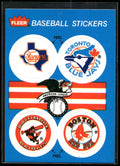 1989 Fleer #NNO Rangers / Toronto Blue Jays / Orioles / Red Sox Team Stickers