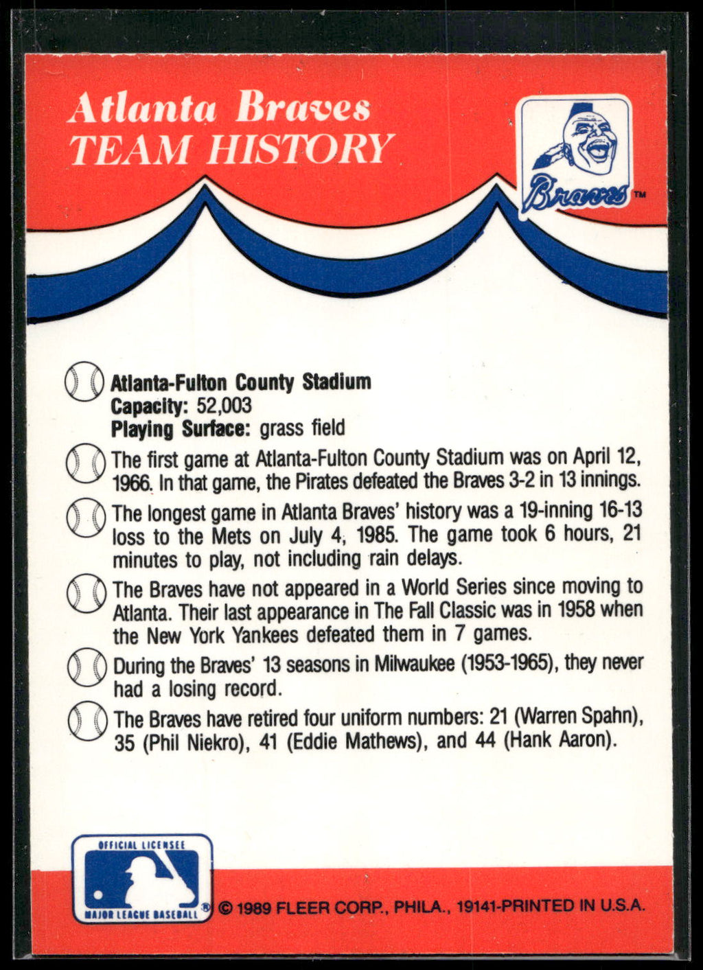 1989 Fleer #NNO Braves / Cubs / Cincinnati Reds / Houston Astros Team Stickers
