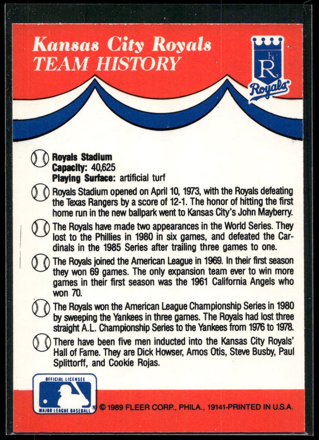 1989 Fleer #NNO Indians / Detroit Tigers / Royals / Brewers Team Stickers