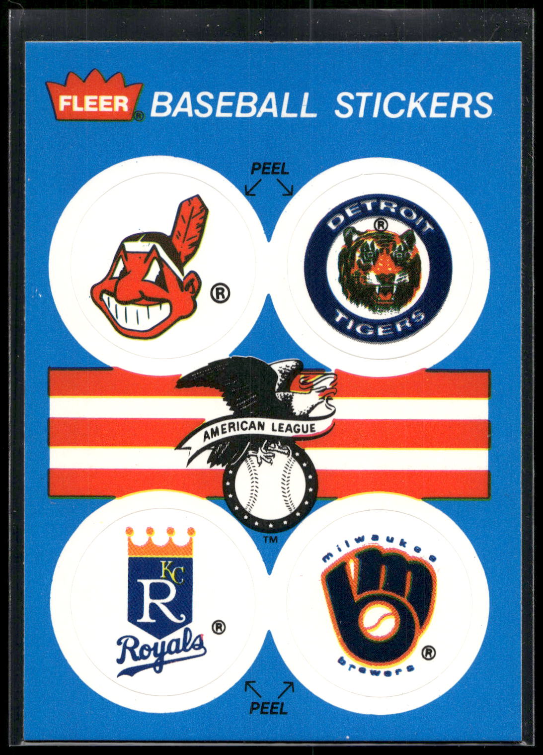 1989 Fleer #NNO Indians / Detroit Tigers / Royals / Brewers Team Stickers