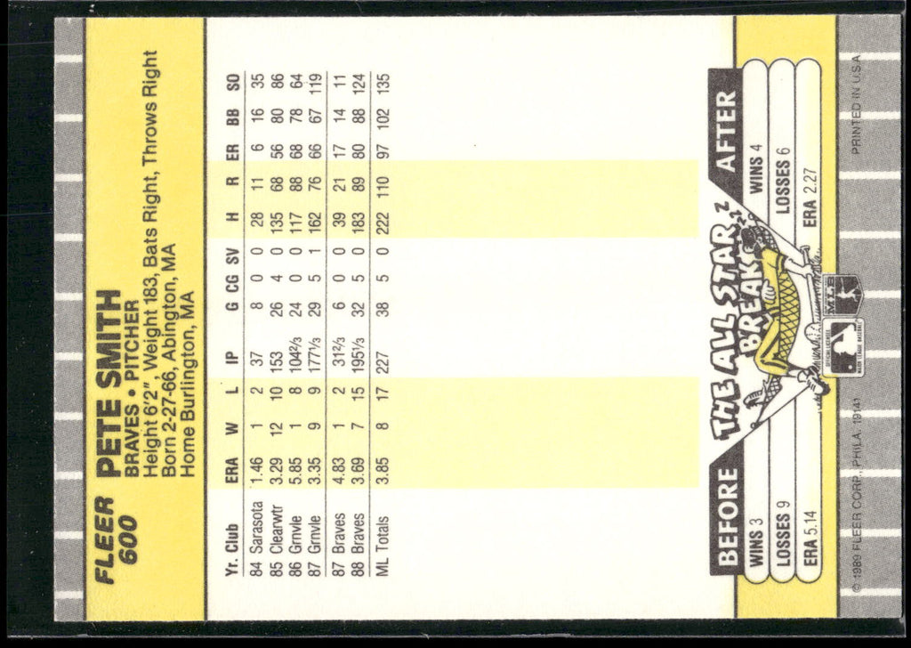 1989 Fleer #600 Pete Smith