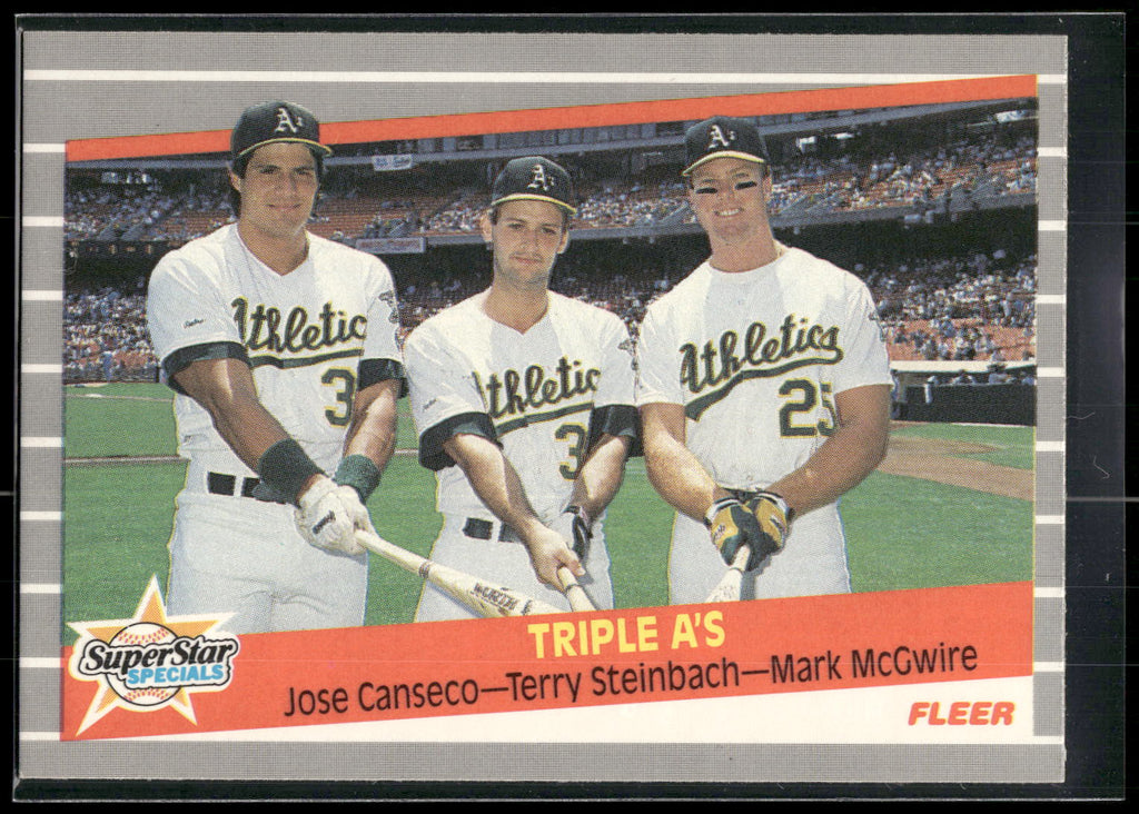 1989 Fleer #634 Triple A's (Jose Canseco / Terry Steinbach / Mark McGwire)