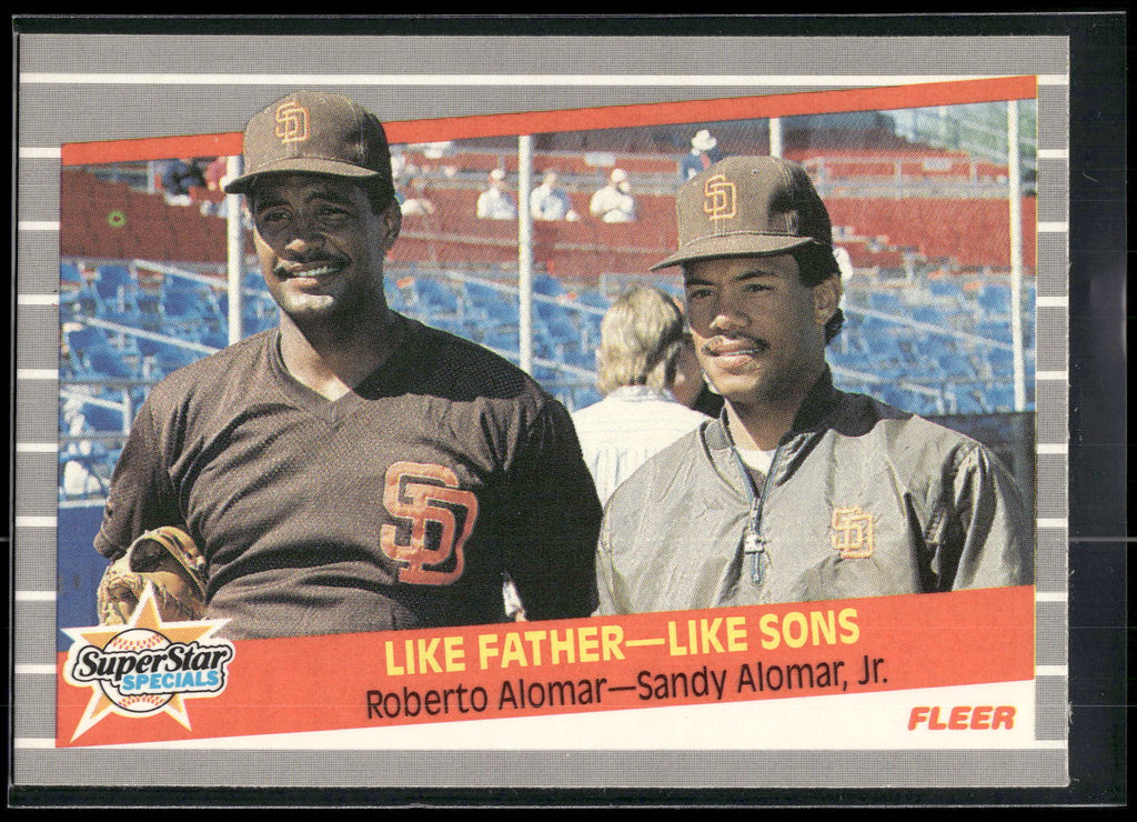 1989 Fleer #630 Like Father -- Like Sons (Roberto Alomar / Sandy Alomar, Jr.)