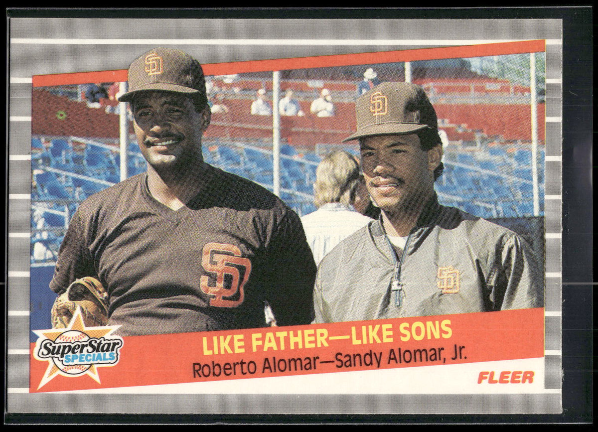 1989 Fleer #630 Like Father -- Like Sons (Roberto Alomar / Sandy Alomar, Jr.)