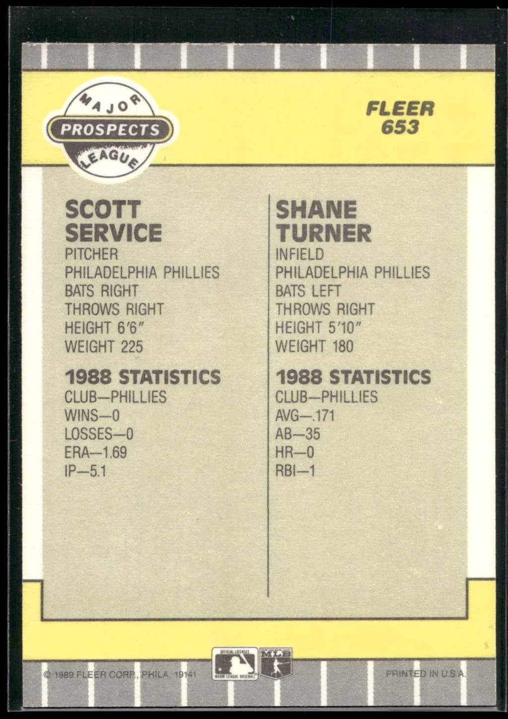 1989 Fleer #653 Scott Service / Shane Turner
