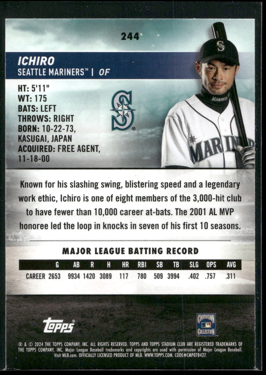 2024 Stadium Club #244 Ichiro Sepia