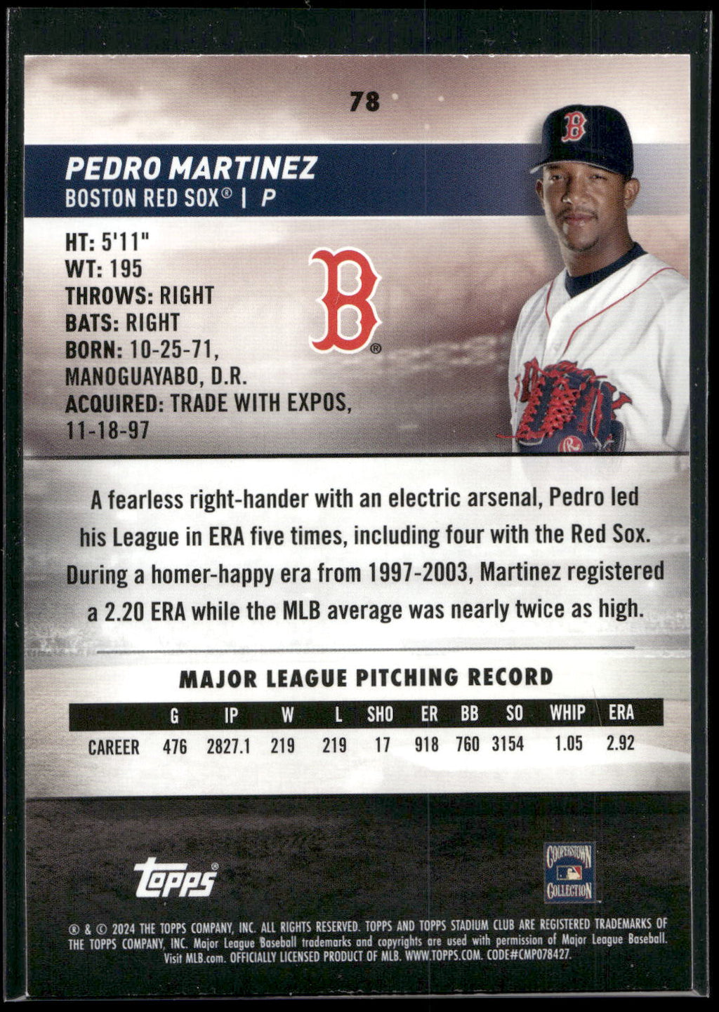 2024 Stadium Club #78 Pedro Martinez Red Foil