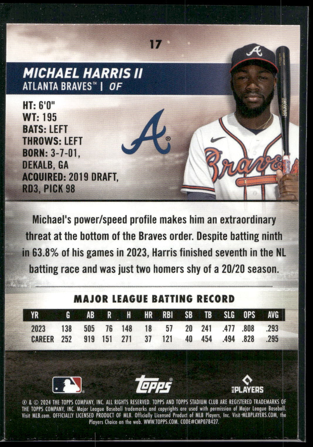2024 Stadium Club #17 Michael Harris II Red Foil