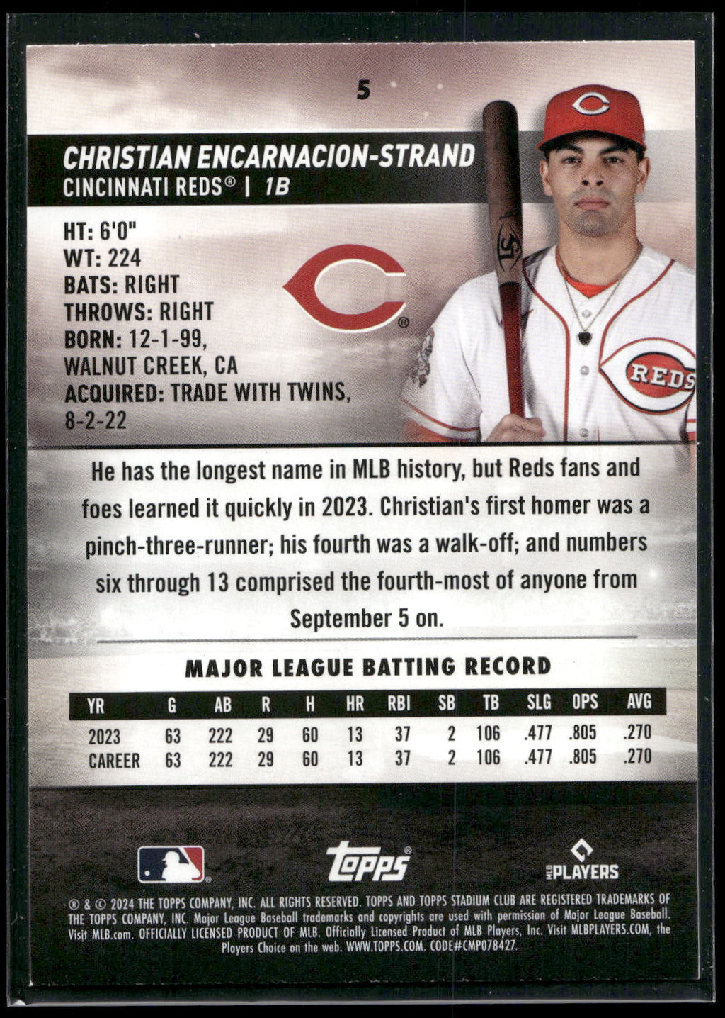 2024 Stadium Club #5 Christian Encarnacion-Strand Red Foil