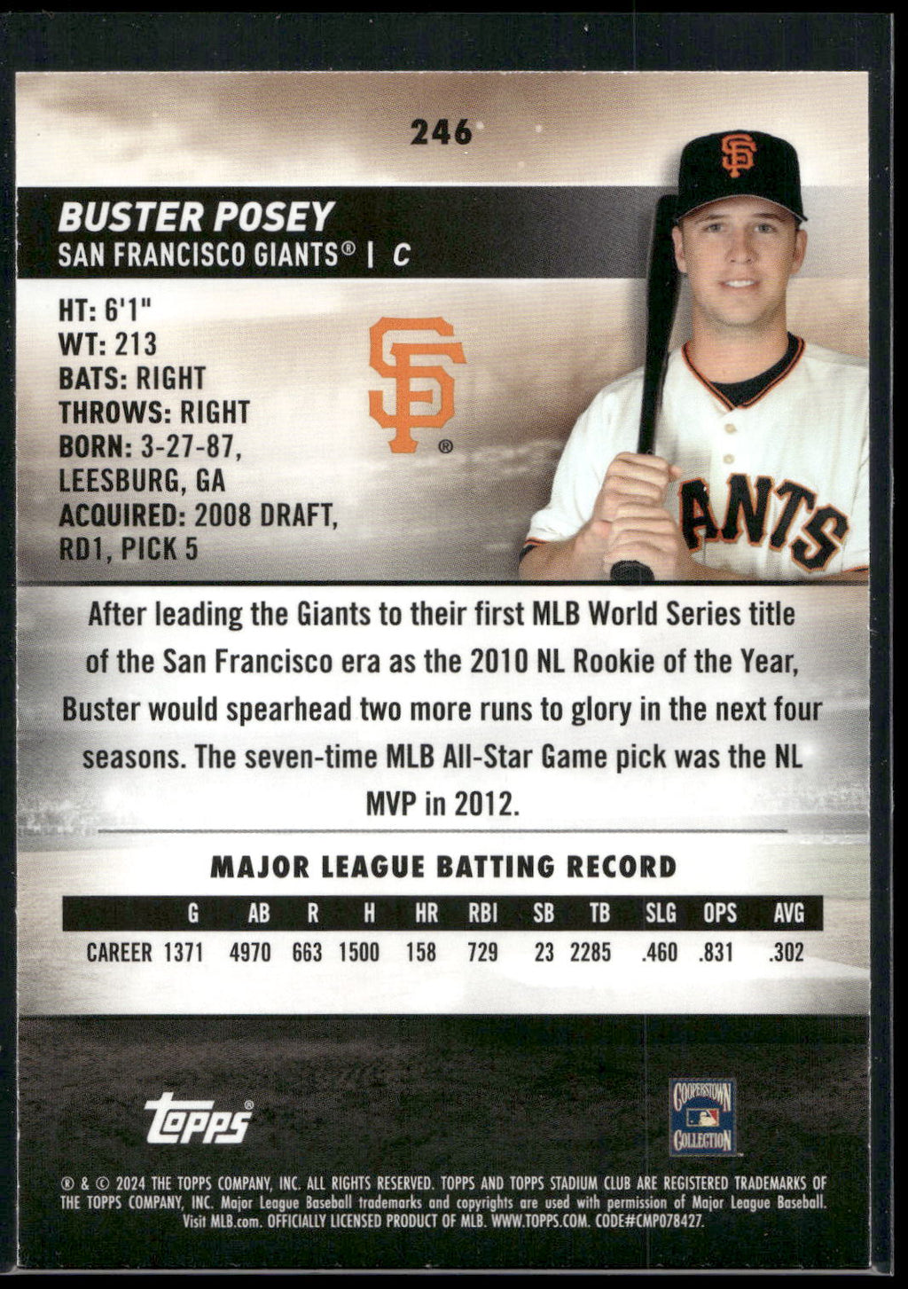 2024 Stadium Club #246 Buster Posey Red Foil