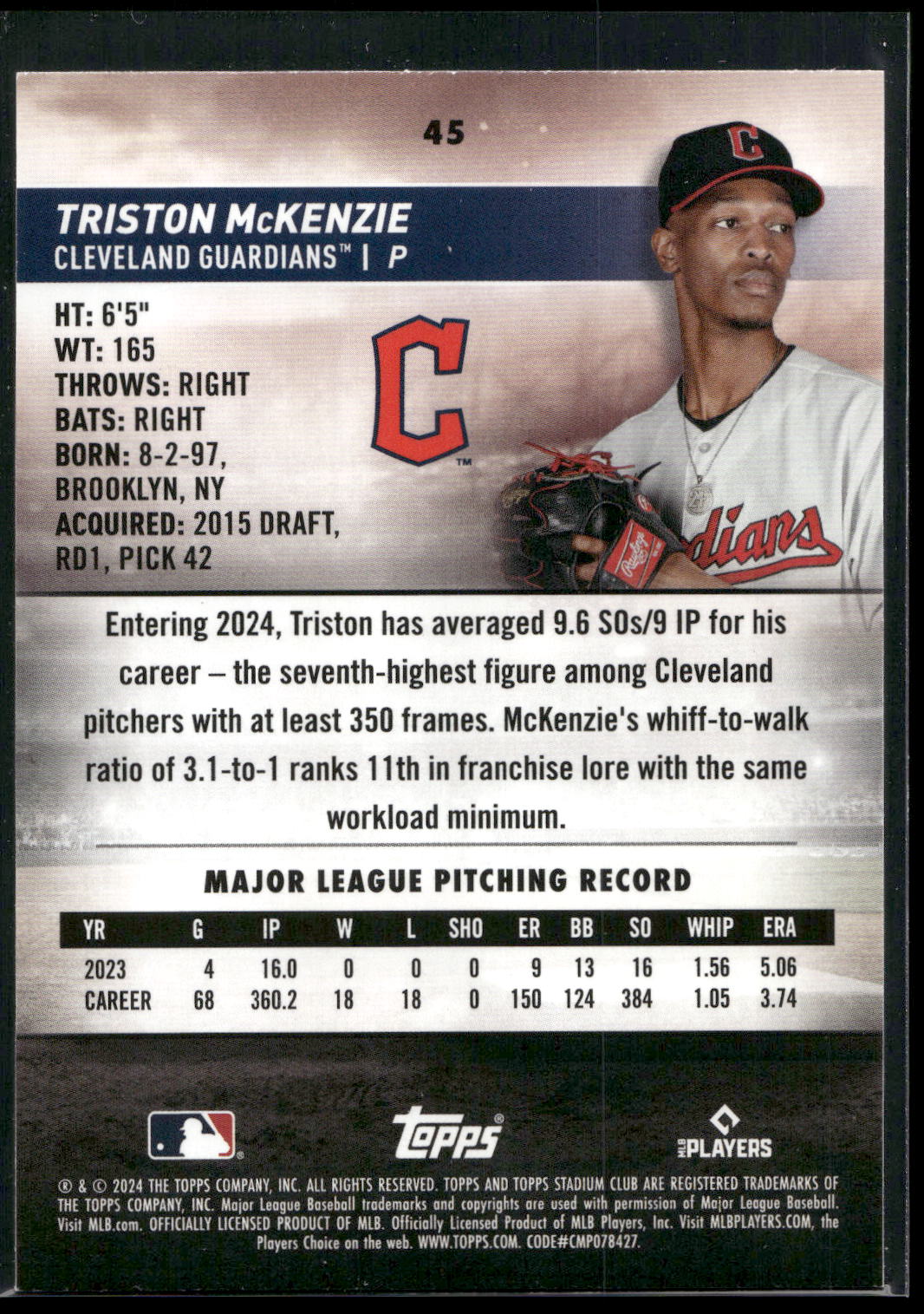 2024 Stadium Club #45 Triston McKenzie Red Foil