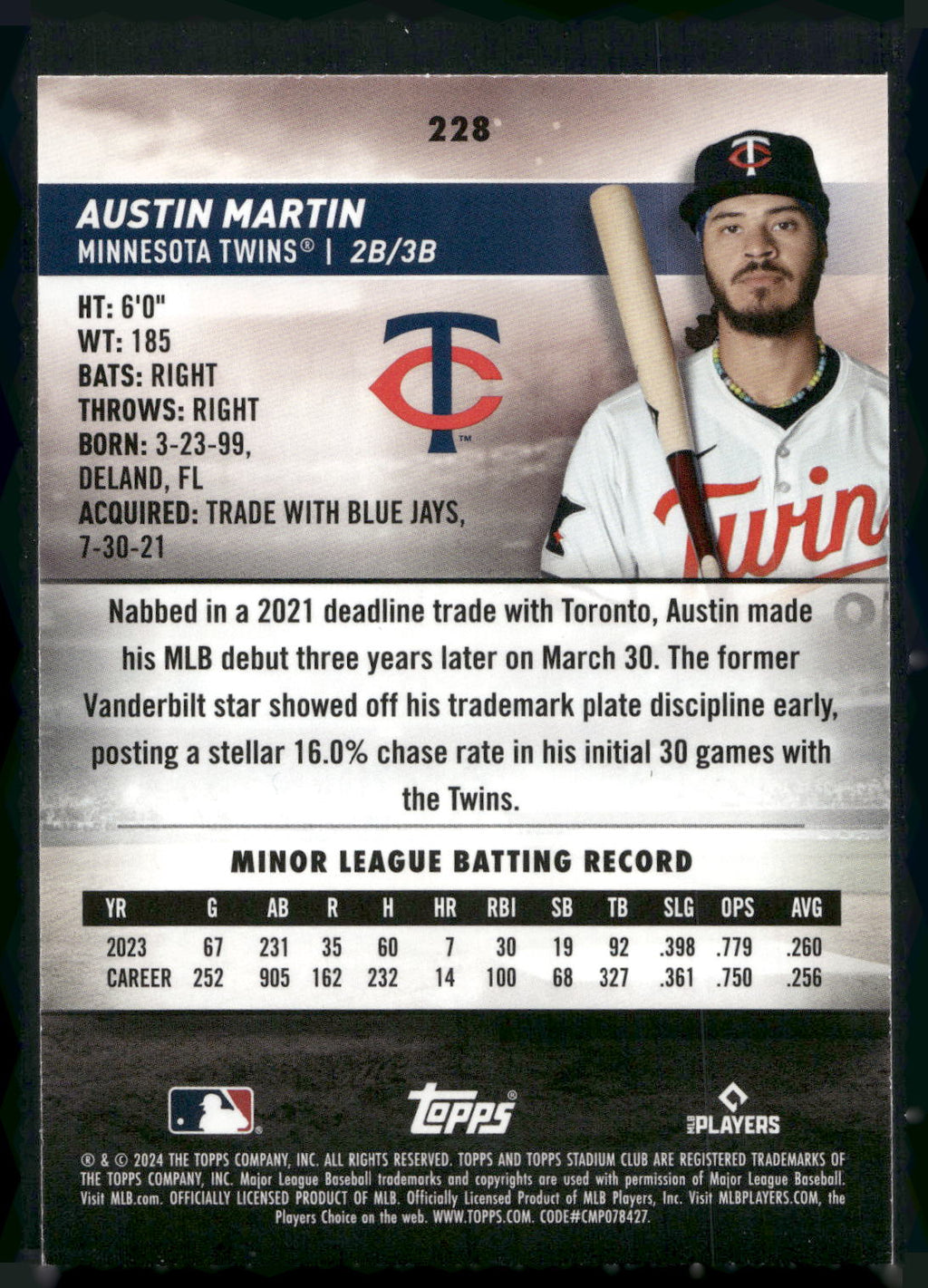 2024 Stadium Club #228 Austin Martin Red Foil