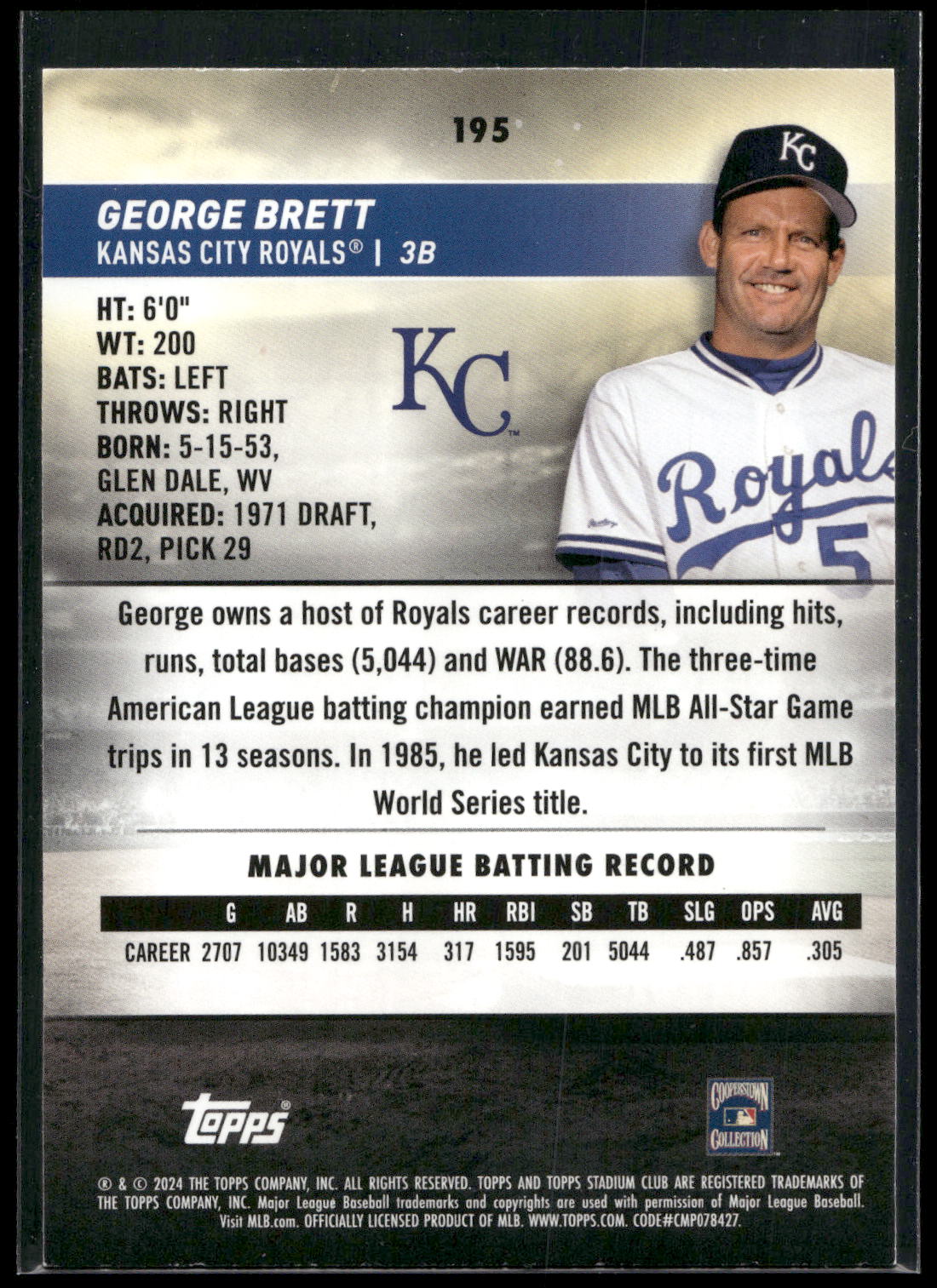 2024 Stadium Club #195 George Brett Red Foil