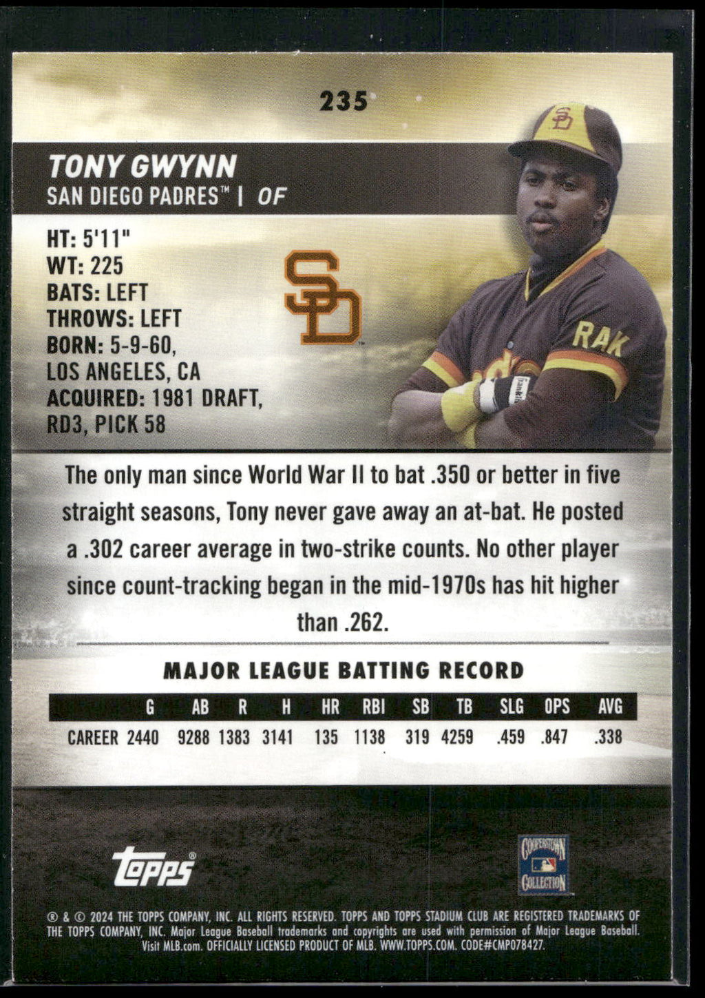 2024 Stadium Club #235 Tony Gwynn Red Foil