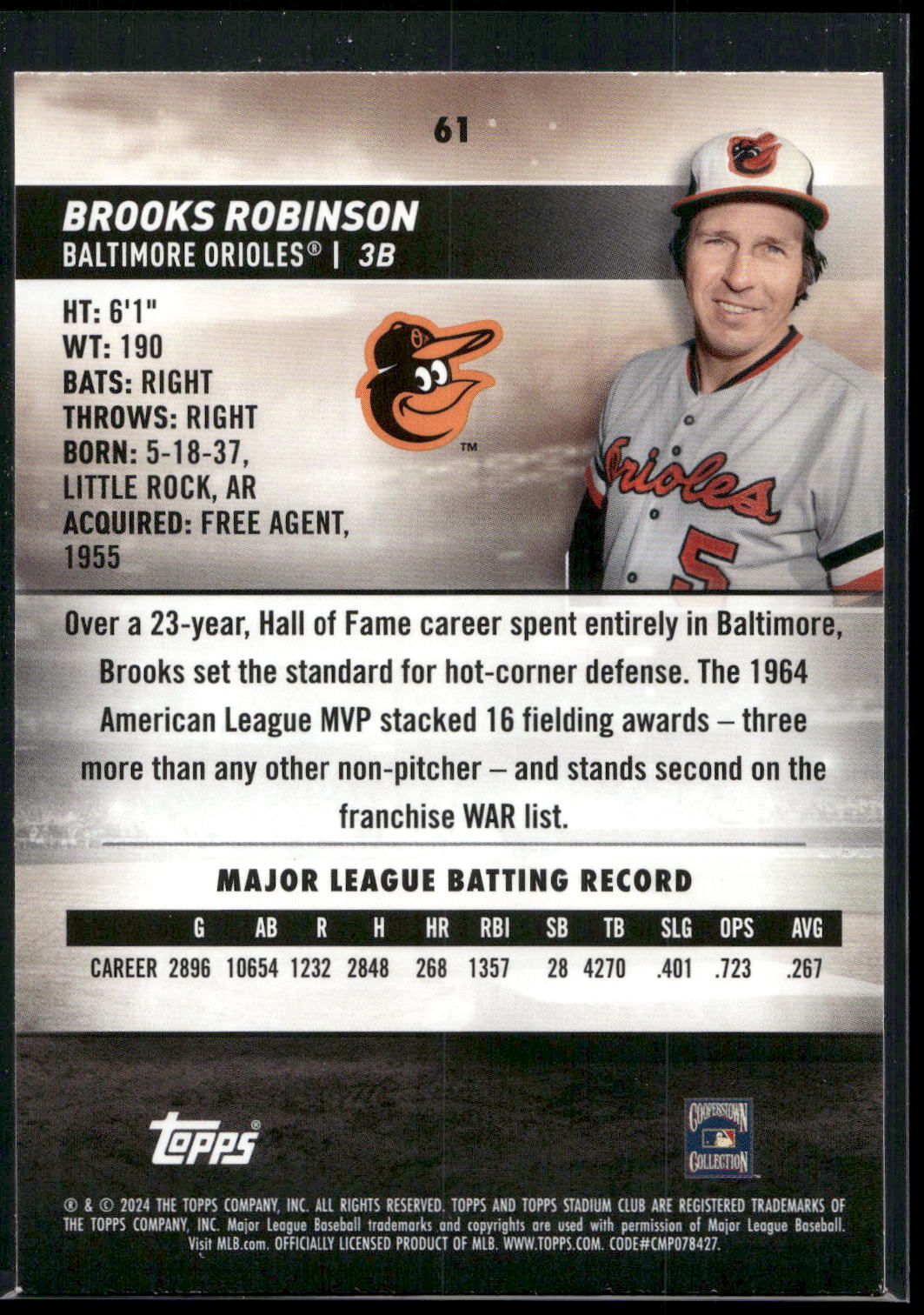 2024 Stadium Club #61 Brooks Robinson Red Foil
