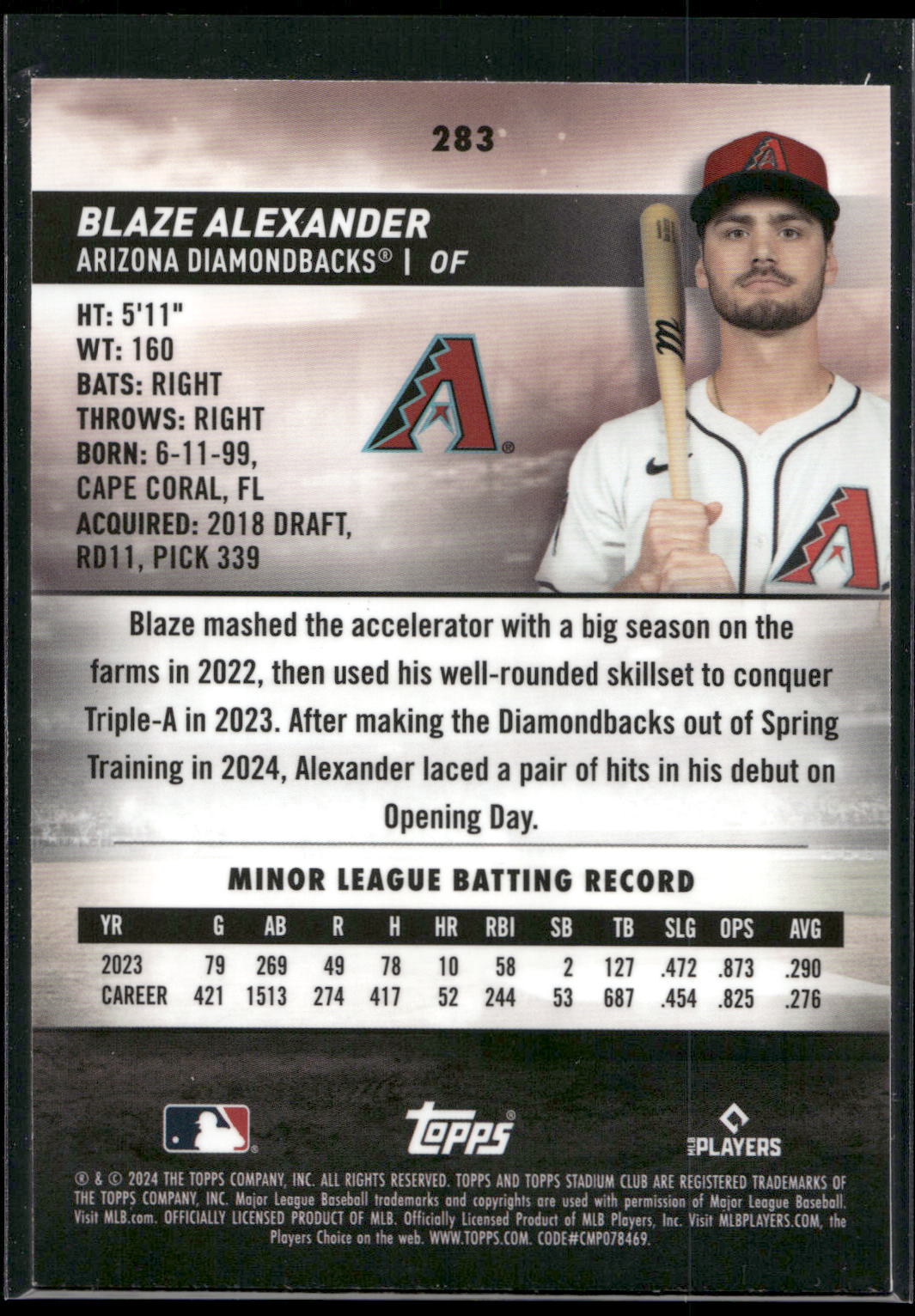 2024 Stadium Club #283 Blaze Alexander Chrome