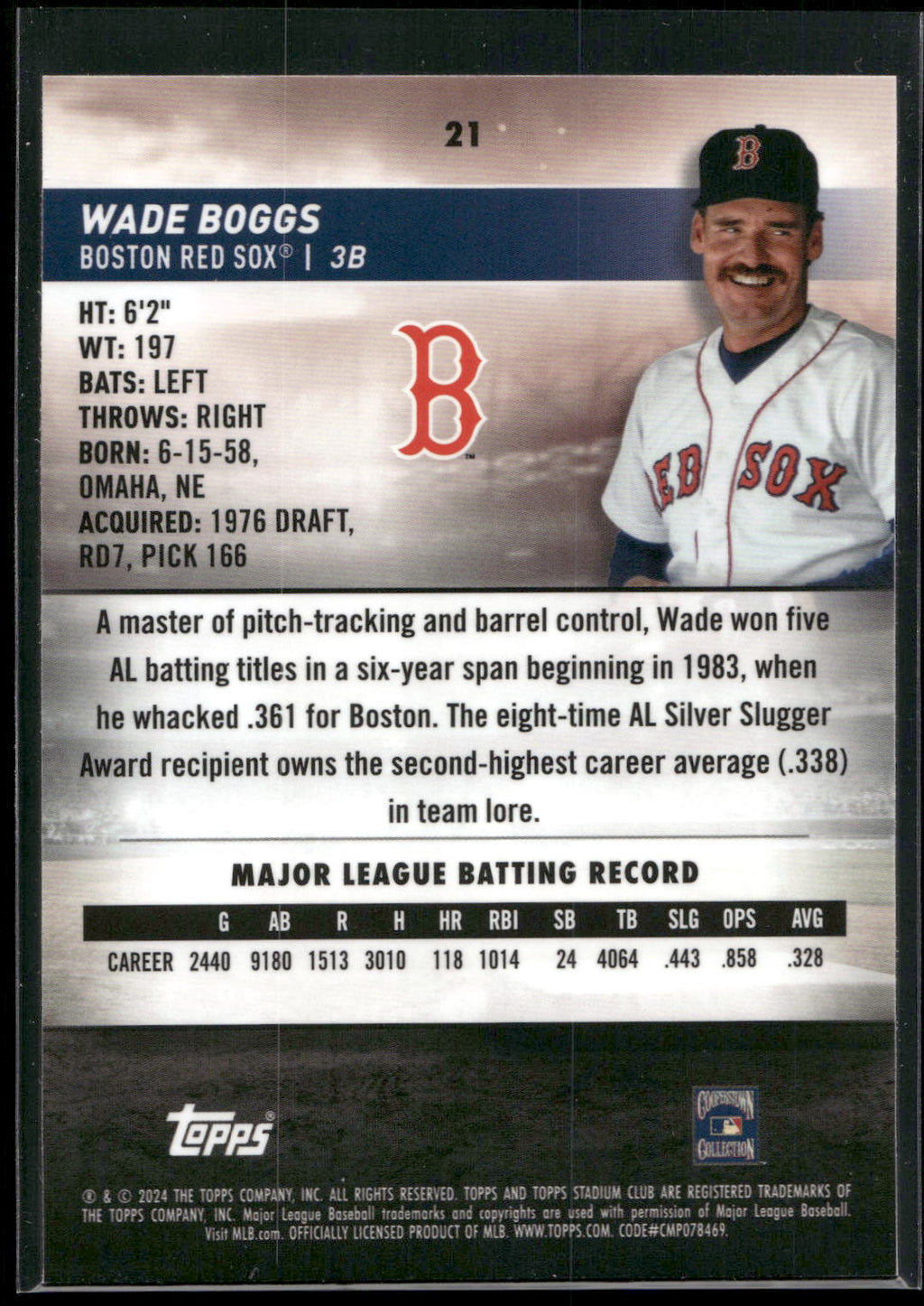 2024 Stadium Club #21 Wade Boggs Chrome