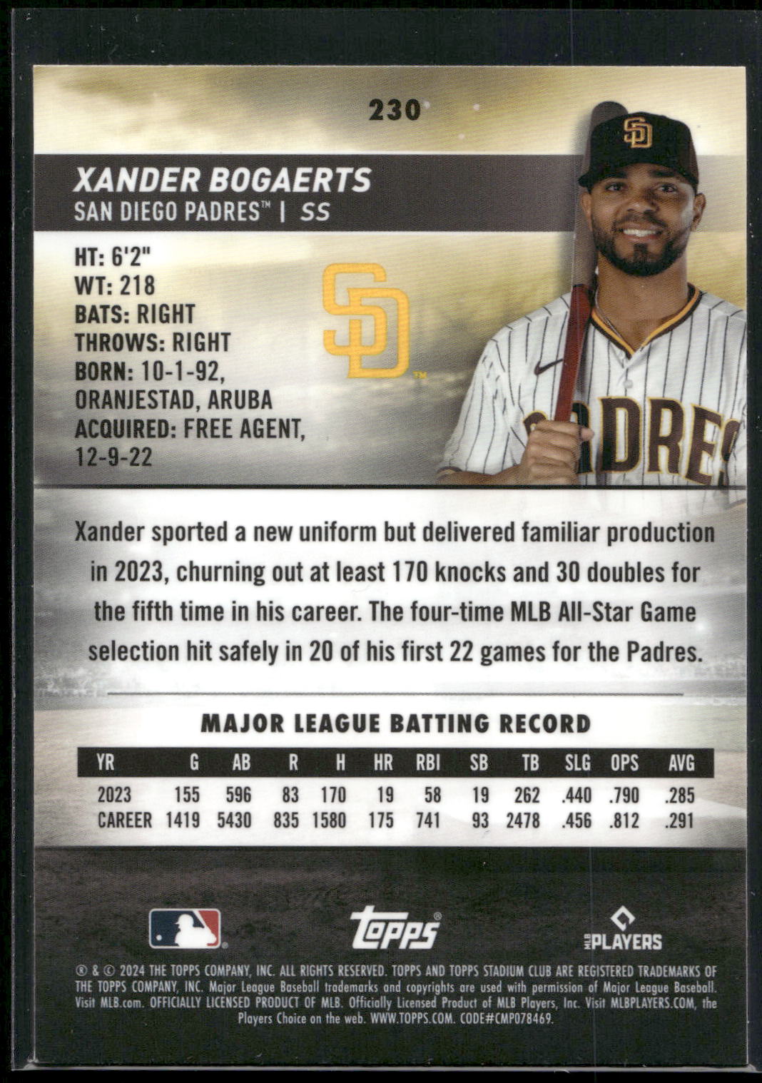 2024 Stadium Club #230 Xander Bogaerts Chrome