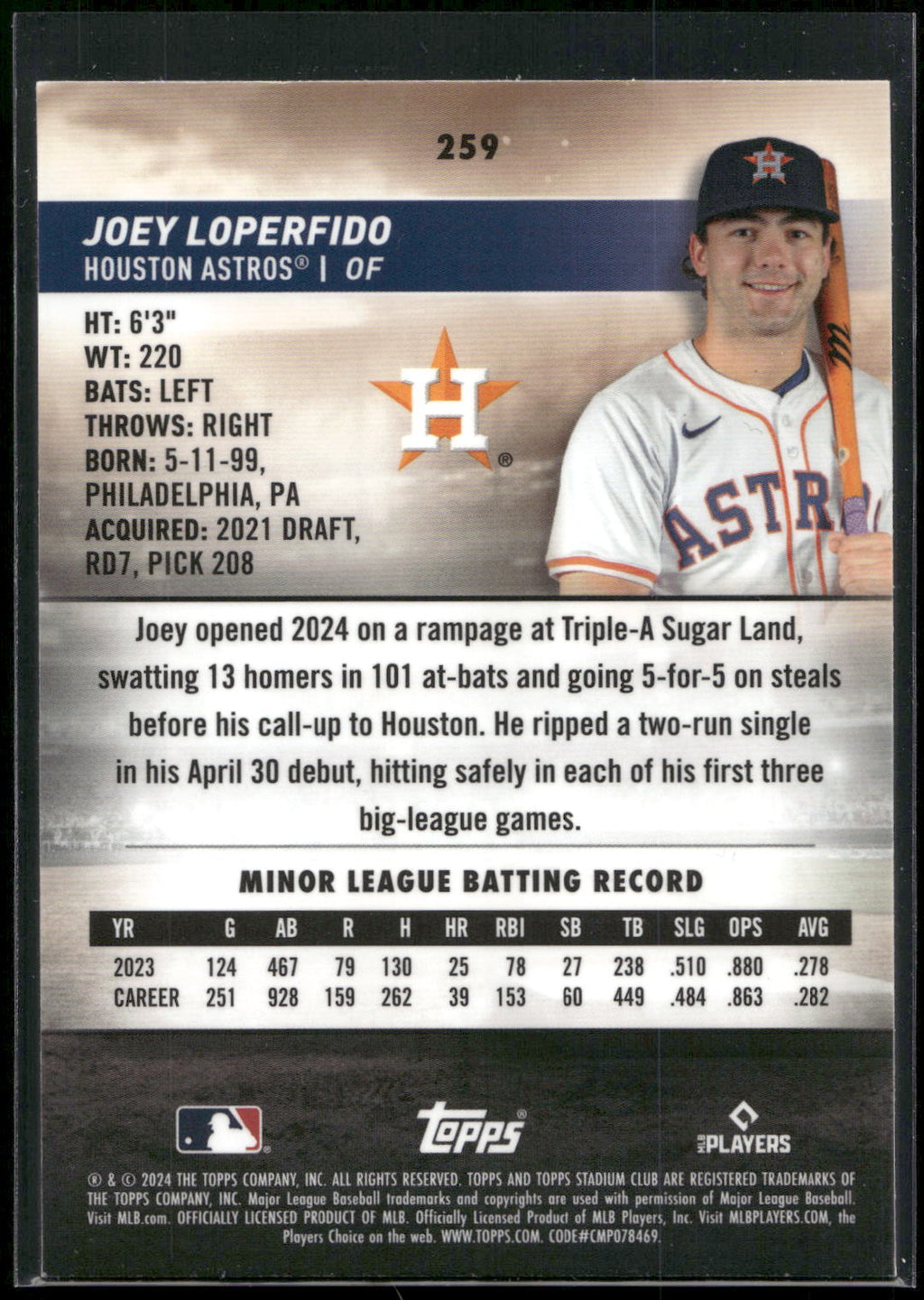 2024 Stadium Club #259 Joey Loperfido Chrome
